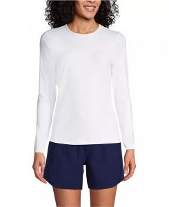 Женский длинный свободный рашгард с длинным рукавом UPF 50 Lands' End, белый