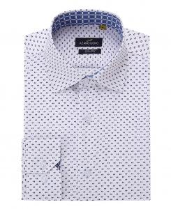 Мужская деловая рубашка с длинным рукавом и геометрическим рисунком на пуговицах Azaro Uomo, синий