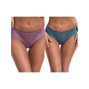 2 пачки женских трусиков мид-уэйст с гладким шелковистым кружевом, дышащее белье Inspire Chic, Blue Purple