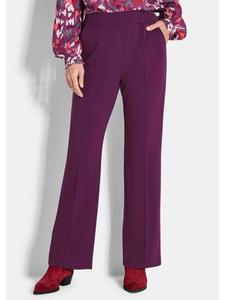 GOLDNER Укороченный размер: трикотажные брюки, широкие брюки из ткани VERA со складками ягодного цвета