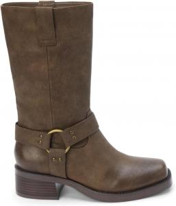 Coconuts by Matisse Womens Autumn Harness Pull On Motorcycle Casual Boots Mid Calf Low Heel 1-2" - Beige, Coffee