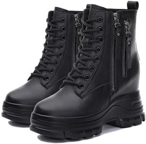 Женские платформенные ботинки, ботильоны, кожаные ботинки на танкетке ODIPON, Black