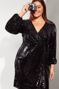Мини платье Curve с запахом и пайетками Friends Like These, черный