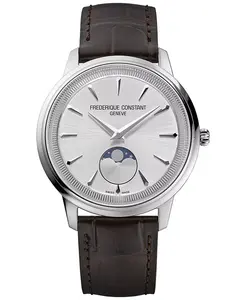 Мужские швейцарские часы Swiss Moneta Moonphase с коричневым кожаным ремешком, 37 мм Frederique Constant
