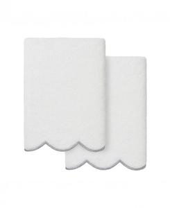 Набор из двух хлопковых полотенец для рук Adornia Scallop, 40 см x 76 см Linum Home, White, Gray, 2 Piece Hand Towel Set