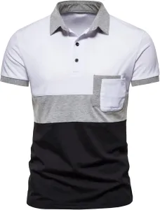 Мужская поло с цветными блоками, кнопками на воротнике и карманом Gsywaipei