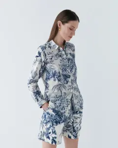 Женская рубашка с длинными рукавами и принтом Caroll, синий