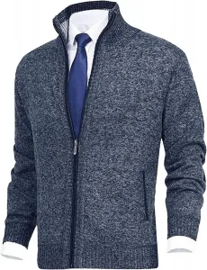 Мужской кардиган с воротником стойкой