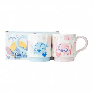 Пара кружек для влюбленных, керамические, 300 мл Disney, Chibi Stitch Angel Stackable Cup