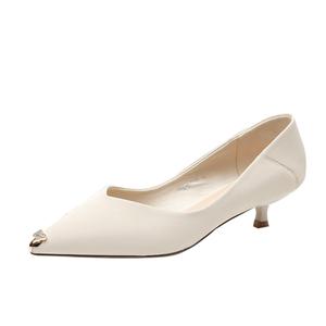 GUDIANFENGDU Тонкие каблуки на шпильке 3,5 см женские бежевые, цвет Beige