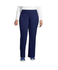 Брюки больших размеров с морской звездой, средней посадкой, прямые брюки с эластичной резинкой на талии Lands' End, синий