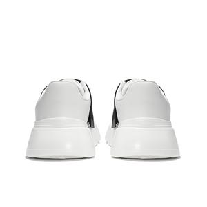 NORVINCY Мягкая подошва Легкие кожаные повседневные туфли унисекс Белый Черный (Тканевый стиль)