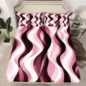 Erosebridal Розово-черный комплект постельного белья с геометрическими линиями в современном стиле, Pink Black