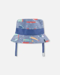 Пляжная шляпа из переработанного полиэстера, синяя, с принтом морских животных Deux Par Deux