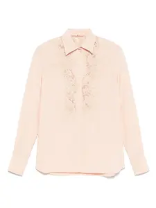Рубашка с кружевными вставками Ermanno Scervino, розовый