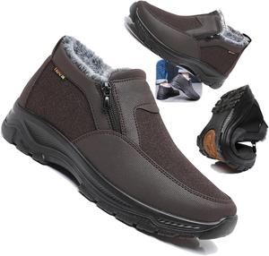 Ортопедические теплые зимние ботинки для мужчин, водонепроницаемые, противоскользящие, зимние, с флисовой подкладкой, зимние ботинки, водонепроницаемые, с меховой подкладкой и боковой молнией Generic, Coffee 7