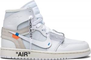 Кроссовки Off-White x Air Jordan 1 Retro High OG BG White 2018, белый