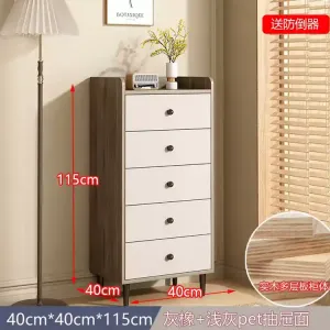 Yu Senyi Комод 40 см для спальни из массива дерева, 5 ящиков, модель guardrail, цвет gray oak