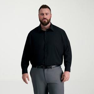 Однотонная классическая рубашка классического кроя Big & Tall Haggar Smart Wash, цвет Black Solid