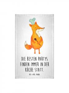 Mr. & Mrs. Panda Кухонное полотенце с изображением белой лисы и надписью