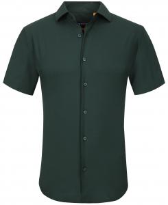 Мужская приталенная рубашка с короткими рукавами и однотонной рубашкой на пуговицах Suslo Couture, темно-зеленый