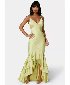 Женское платье с ярусами из сатина с асимметричным подолом Bebe, желтый