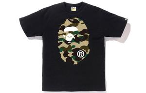 Футболка Bape Reflector 1st Camo Big Ape Head Tee A BATHING APE, черно-зеленая