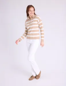 Свитер U.S. Polo Assn 1/4 Zip Stripe, бежевый