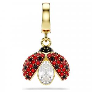 Шарм Swarovski Idyllia Ladybug, красный/с позолоченным покрытием