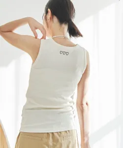 Топ с вышивкой в рубчик и мотивом сердца Coen, цвет Natural