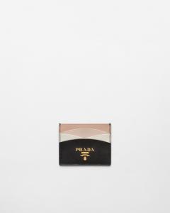 Держатель для карт из кожи сафьяно Prada, черный