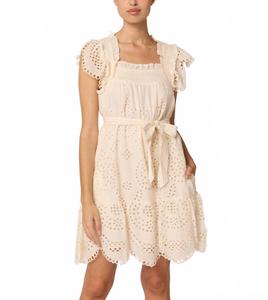 Платье Mireya мини из ажурного кружева цвета слоновой кости Cleobella