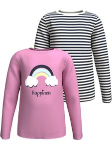 Рубашка с длинными рукавами цвета пыльной розы/полоска Kidsworld