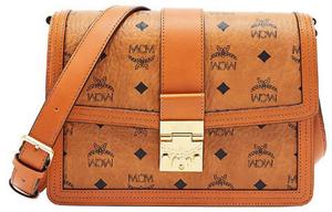 Сумка-мессенджер Visetos Coated Canvas, через плечо, на ремне, средний размер, женская, коричневая коньячная MCM