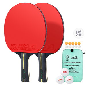 Набор ракеток для настольного тенниса DOUBLEFISH Unisex All Wood Double Racket Set DOUBLE FISH, 2 pcs[long handle shakehand grip]with original racket bag+13 balls
