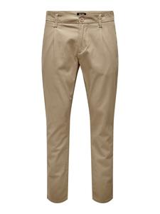 Тканевые брюки Only & Sons Slim fit Pleat-Front Pants Cam, бежевый