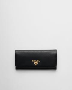 Большой кошелек из сафьяновой кожи Prada, черный