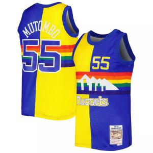 Мужская майка Mitchell & Ness Dikembe Mutombo Royal/Gold Denver Nuggets Hardwood Classics 1991-92 Split Swingman