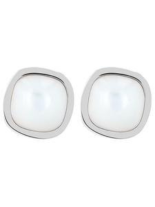 Adeliás Женские серьги - серьги-гвоздики из нержавеющей стали с перламутровыми вставками в серебряной оправе