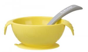 B.box силиконовая чаша с присоской и ложкой Лимонный щербет, 1 шт.