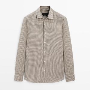 Рубашка Massimo Dutti 100% Linen Check, коричневый