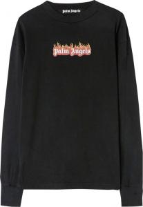 Лонгслив Palm Angels Burning Logo Classic Tee Long-Sleeve 'Black/White', черный