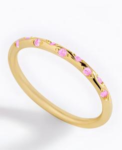 Изящное кольцо с камнем-символом созвездия из позолоченного серебра 925 пробы Mint & Lily, October pink tourmaline