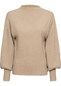 Вязаный свитер с рукавами-фонариками Bodyflirt, бежевый