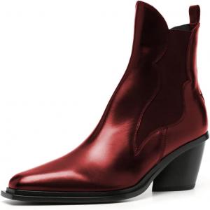 Женские ботильоны FOWT с круглым носком, на низком толстом каблуке, короткие, на резинке, повседневная уличная обувь, размеры 4-16 US, Red