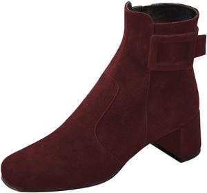 Женские ботильоны с низким квадратным каблуком, круглым носком и пряжкой, с боковой молнией, стильные, для вечеринок и клубов, удобные, короткие. Размеры US 4-16 Miss left, Dark Red