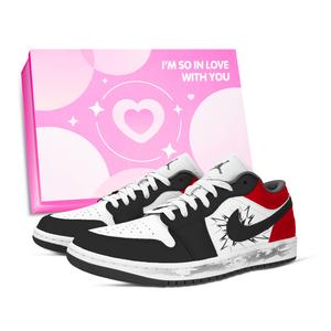 Jordan Кроссовки баскетбольные Air 1 Fiery Explosion Crumble низкие vintage, устойчивые к истиранию, unisex, black red white