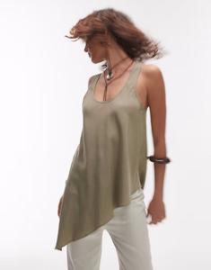 Мягкий на ощупь топ Mango с асимметричным подолом зеленого цвета