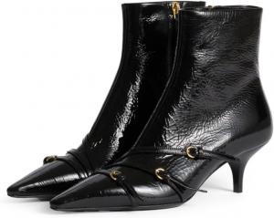 Женские ботильоны Zszszsu с низким каблуком «котенок», модный острый носок, на щиколотке с боковой молнией, праздничные и повседневные короткие ботинки, размер 4-16 US, Black