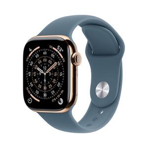 Умные часы Apple Watch Series 11 (GPS+Cellular), 42 мм, Gold Titanium Case/Anchor Blue Sport Band - S/M